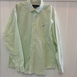 Vineyard Vines Mens Tucker Shirt Green and White